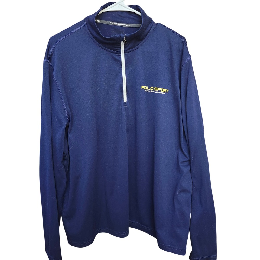Polo Sport Ralph Lauren Mens XL Navy‎ Blue Performance Quarter Zip Pullover Golf
